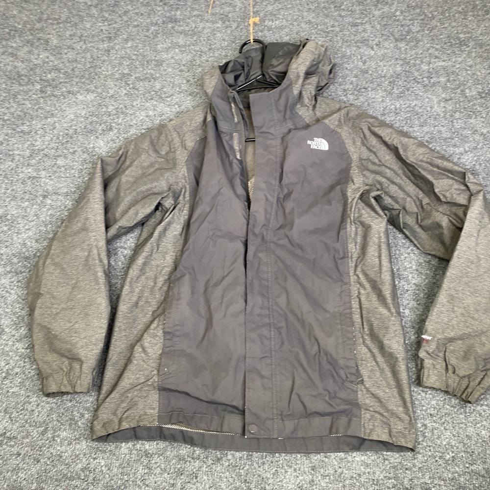 The North Face Boys DryVent Rain Jacket Grey Hooded Shell Size Large 14/16